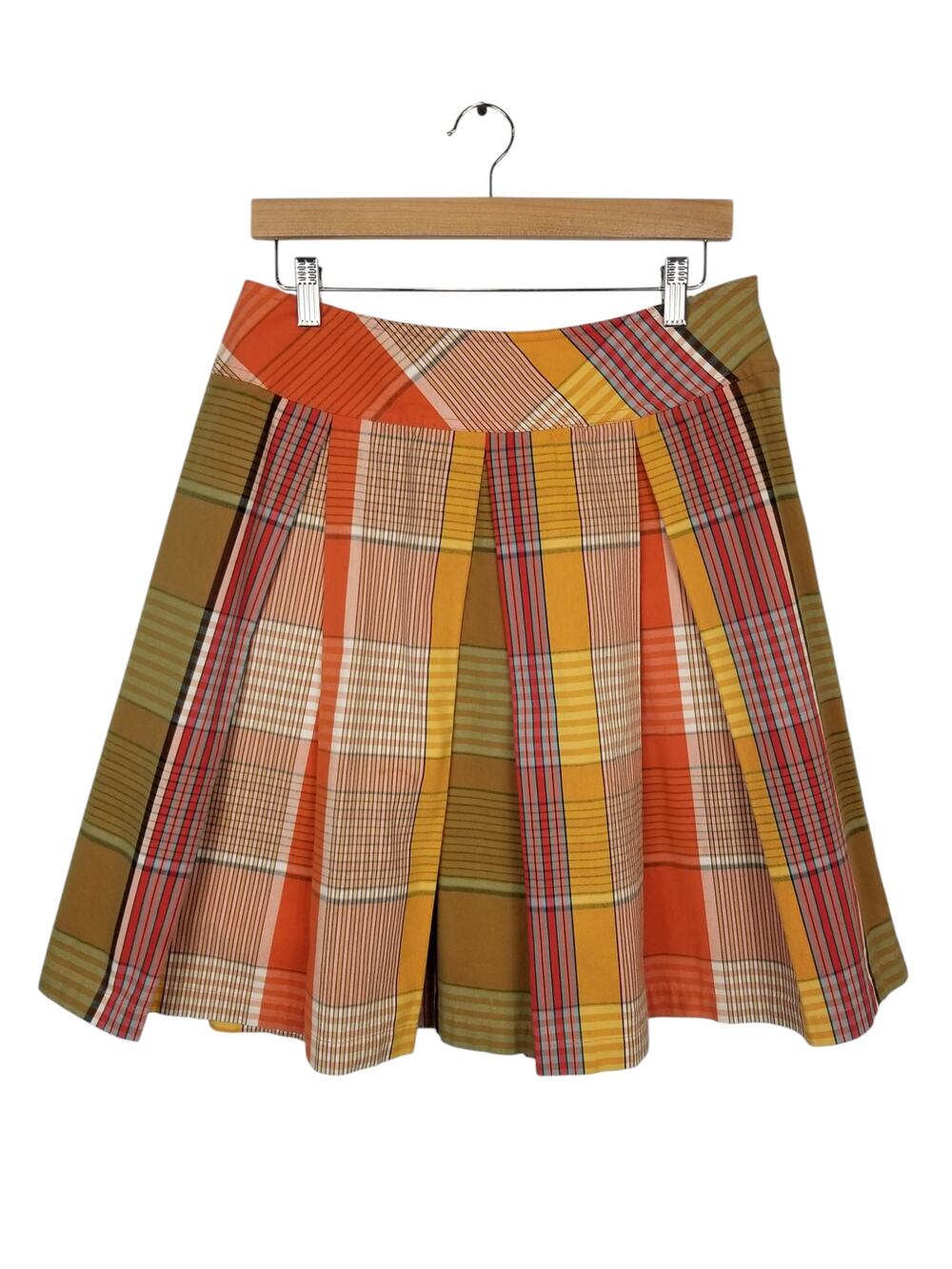 Isaac Mizrahi For Target Women's Pleated A-Line Knee Length Plaid Skirt Size 6